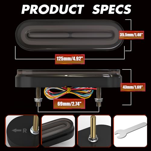 Alopee 5" Universal Led Motorcycle Tail Lights 12V-80V, 1 Pack - size: 1 Pack 5 Inch Tail Light