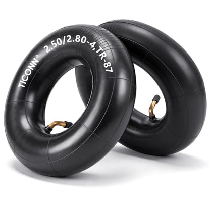 TICONN 2.50/2.80-4 Tire Inner Tube, 2 Pack Inner Tire Tube for Wheelbarrow Tires, Replacement Tube with TR-87 Bent Valve Stem for Hand Trucks, Utility Cart, Lawn Mowers, Wheelbarrows, Dollys - size: 2.50/2.80-4（TR-87）