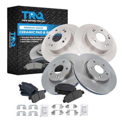 TRQ Front and Rear Ceramic Brake Pad and Rotor Set - style: BKA11717