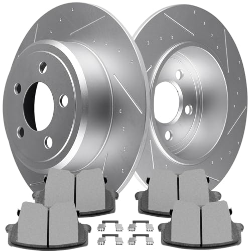 SCITOO Rear Brake Kits Drill & Slotted Brakes Rotor Brakes Pads:D1057;53021 - size: Rear 53021 + D1057 [2+4PCS]