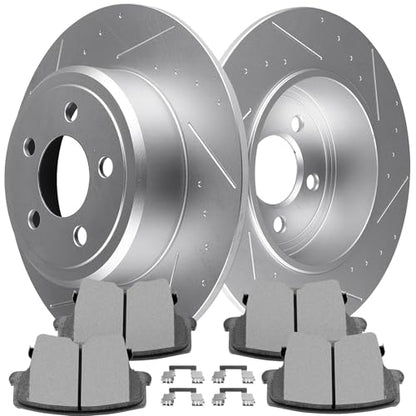 SCITOO Rear Brake Kits Drill & Slotted Brakes Rotor Brakes Pads:D1057;53021 - size: Rear 53021 + D1057 [2+4PCS]