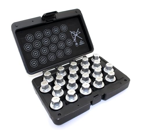 TEMO 20p Anti-Theft Wheel Lock Lug Nut Removal Key Socket B for VW Audi - size: Complete Set (20 Pieces)