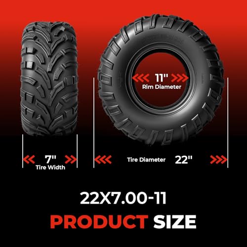 ATV UTV Tires 22x7-11,6-Ply Tubeless Tires,Directional,Set of 2 - size: 22x7-11