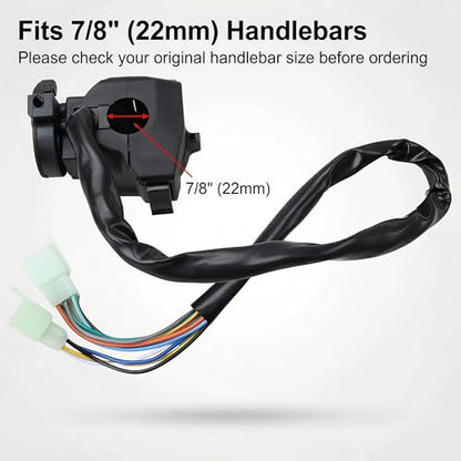 7/8" Left Handlebar Control Switch Assembly & 4-Pin Ignition Key Combo with Manual Choke - Replacement for 150cc 200cc 250cc Chinese ATV Quad TaoTao Coolster SSR Roketa Baja SunL