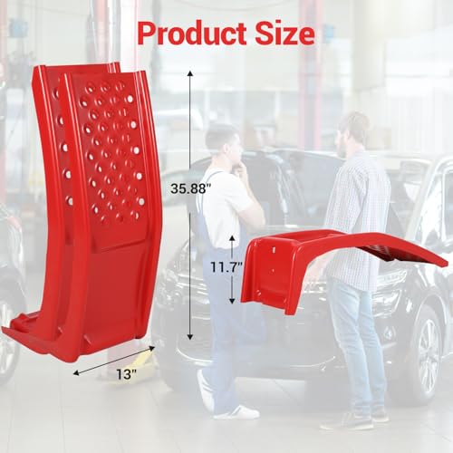 Car Ramp Set of 2, Support 8000lbs Gross Vehicle Weight, Heavy Duty Auto Truck Ramps, Solid Steel Vehicle Ramp Ideal for Oil Change and Car Repair, Ideal for Easy Home Garage Maintenance - color: Red