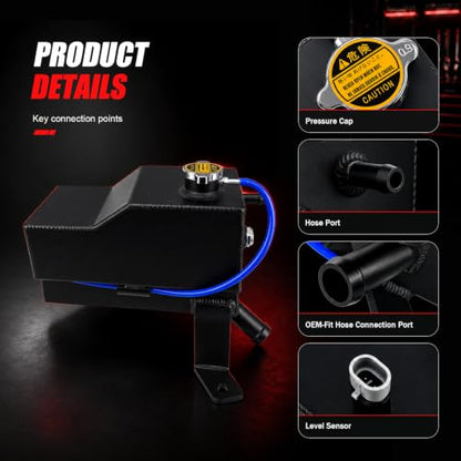 603102 Aluminum Coolant Reservoir Tank with Sensor & Cap for Chevy - size: Aluminum603-102