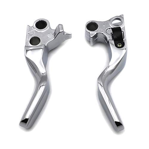 HTTMT- Chrome Shorty Brake Clutch Levers Compatible with Harley 96-03 XL/96-07 Dyna Touring/96-07 Softail 45075-07, 55798-10A [P/N: MT241-027ST-CD]