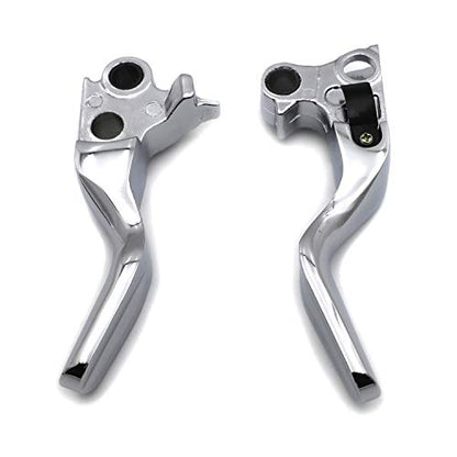 HTTMT- Chrome Shorty Brake Clutch Levers Compatible with Harley 96-03 XL/96-07 Dyna Touring/96-07 Softail 45075-07, 55798-10A [P/N: MT241-027ST-CD]