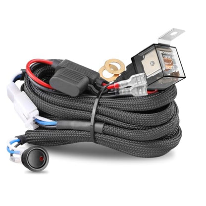 Wiring Harness 1 Lead, NIRIDER 12V 40A Rocker Switch Relay Fuse Nylon Wiring Harness Kit for LED Light Bars Fog Lights Work Lights Driving Lights Offroad LED Pods Wire Kit for Truck UTV ATV Boat - size: 1lead