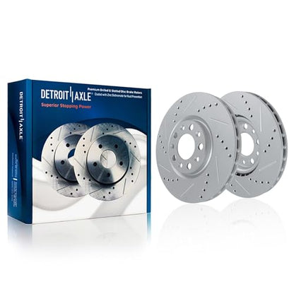 Detroit Axle - 10pc Drilled and Slotted Brake Kit for 2013-2016 Dodge Dart - size: 10PR53075/kit