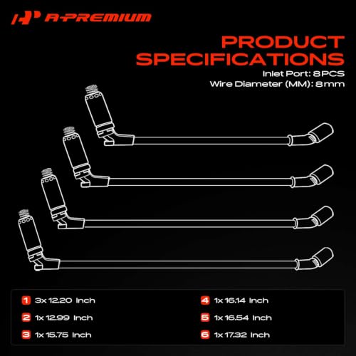 A-Premium Spark Plug Wires Set of 8 Compatible with Ford