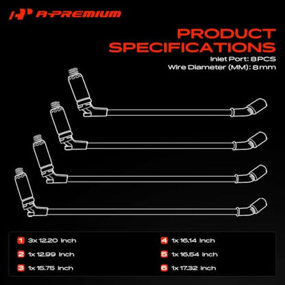 A-Premium Spark Plug Wires Set of 8 Compatible with Ford