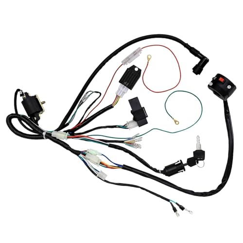 Kick Start Wiring Harness Kit with Light Wires CDI Ignition Coil Regulator Key Switch for Lifan YX 50cc 70cc 110cc 125cc 140cc Pit Bike Trail Dirt Bike ATV CRF50 XR50 CRF70 XR70