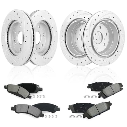 Betthand Brakes and Rotors Fit for 14-18 Chevy Silverado 1500, 15-20 Tahoe - size: Front+Rear 12.99''+13.58''