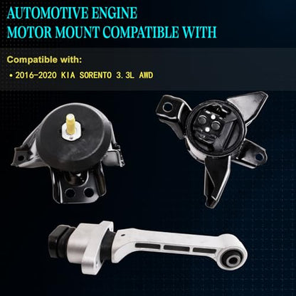 Motor Mount Kit for Sorento 2016-2020 3.3L AWD - size: A71204 A71094 10239