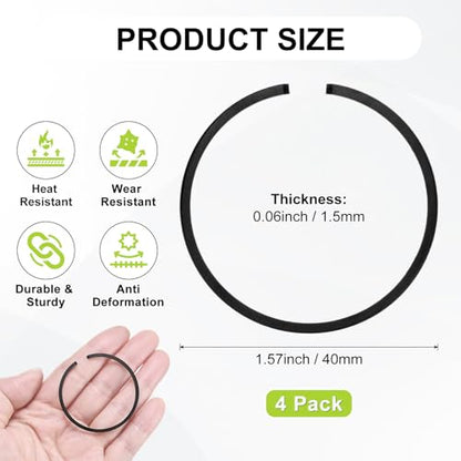 M METERXITY 2-Pack Engine Piston Rings Kit, 40mm x 1.5mm Thick Ductile Iron Piston Ring Set Standard Replacement for Small Engines/Motors/Machinery [Black] - size: 40mm x 1.5mm