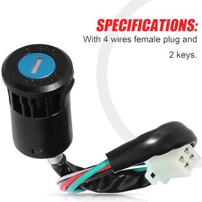 Ignition Key Switch for ATV Quad Scooter Go Kart Moped Buggy Pocket Mini Dirt Super Kids Bike 49cc 50cc 70cc 90cc 110cc 125cc 150cc 250cc TaoTao Sunl Buyang Roketa Kazuma 4 Pin