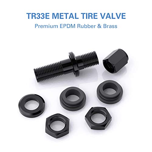 CKAuto VS33/TR33E Metal Clamp-in Tubeless Tire Valve Stem，Black, 5 Pcs/Pack - size: 10