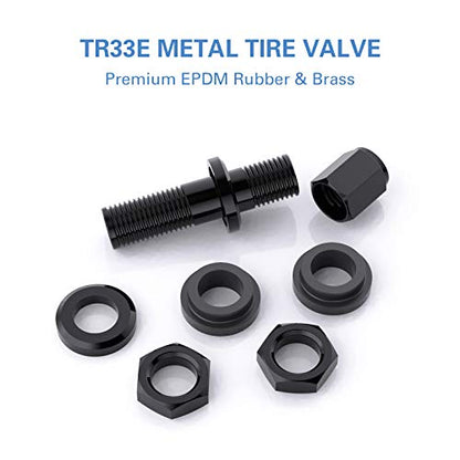 CKAuto VS33/TR33E Metal Clamp-in Tubeless Tire Valve Stem，Black, 5 Pcs/Pack - size: 10