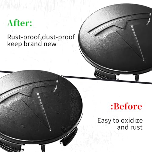 4 Pack Wheel Center Cover for Tesla Model 3 & Model Y,56mm Hubcaps Wheel Rim Cover Tesla Center Caps Hubcaps+4 Car Valve Stem Caps (Matte Black) - color: Matte Black