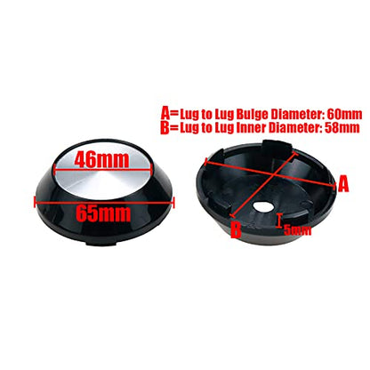 Modengzhe 4PCS Wheel Center Caps, 65mm Wheel Rim Hub Center Covers - color: Silver, size: Outer 65MM , Inner 60MM