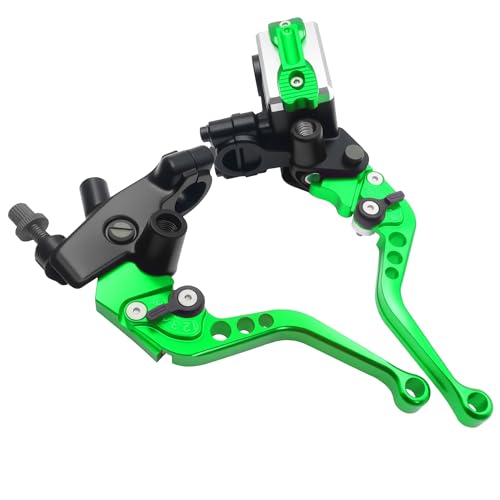 Universal Motorcycle 7/8" 22mm Handlebar Brake Master Cylinder Clutch Lever CNC Left & Right Set Compatible with Honda Kawasaki Suzuki Yamaha（ Piston Diameter 12.7mm (Green) - color: Green