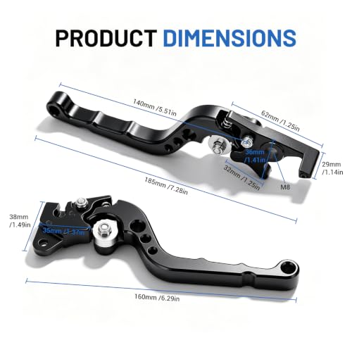OUKENS 2PCS Clutch Lever, Adjustable Dirt Bike Clutch Lever, Motorcycle Handlebar Brake Clutch Lever, Aluminum Alloy Handlebar Control Levers Set for Braking System(Black)