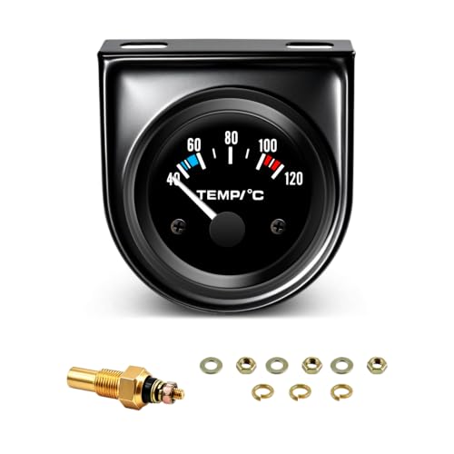 2" 52mm Digital Water Temperature Gauge Kit with Sensor, 40-120°C / 100-250°F, 12V Coolant Temp Gauge for Car Truck Pickup Boat Marine Engine, Without Tee Pipe - color: 40-120℃, size: without Tee Pipe