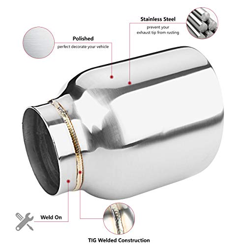 LCGP 2.5" to 4" Diesel Exhaust Tip, 5" Overall Length, Double Wall Design - size: 2.5“x4"x5", style: Polished