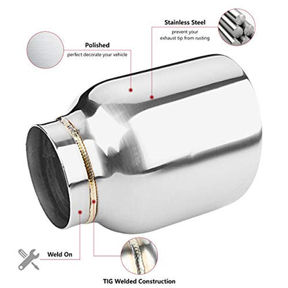 LCGP 2.5" to 4" Diesel Exhaust Tip, 5" Overall Length, Double Wall Design - size: 2.5“x4"x5", style: Polished