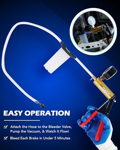 OMT One-Man Brake Bleeding Kit with Hand Vacuum Pump and Dial Gauge, Gray - color: Gray