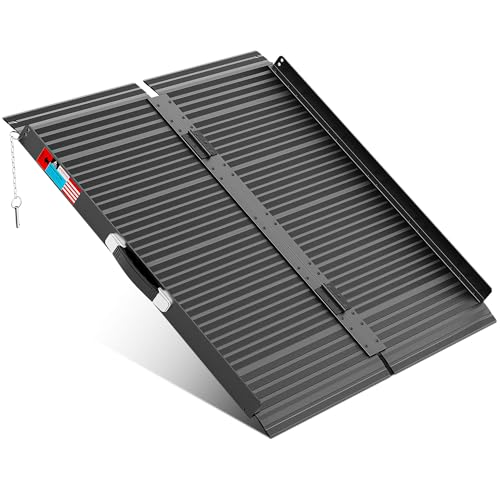 WHALEMOTOR Black Portable Wheelchair Ramp, 3FT No-sew Non-Slip Aluminum Wheelchair Ramp, Folding Portable Wheelchair Ramps for Home, Weight Capacity Up to 800 LBS, Loading Dock Plates - size: 3FT Using height 3-9"