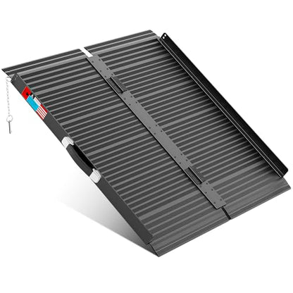 WHALEMOTOR Black Portable Wheelchair Ramp, 3FT No-sew Non-Slip Aluminum Wheelchair Ramp, Folding Portable Wheelchair Ramps for Home, Weight Capacity Up to 800 LBS, Loading Dock Plates - size: 3FT Using height 3-9"