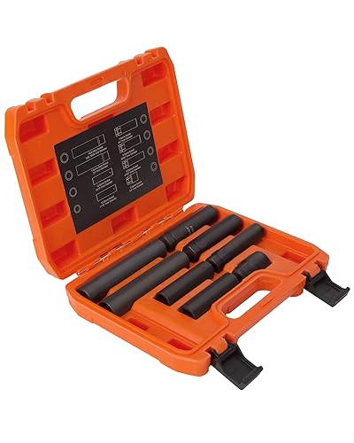 8-Piece Spline Socket Set for 5/6/7/12 Aftermarket Spline, Hex & Spike Lug Nuts, CR-V Steel SAE& Metric Wheel Lock Key Set, Portable Lug Nut Removal Tool Kit - size: Multi-Spline Socket Set