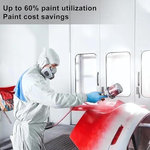 Paint Sprayer with Paint Mixing Quick Cup, HVLP Spray Paint Gun Kit Contain 1.4 1.7 2.0 MM Nozzles 10 Disposable 600ML Cups for Car Furniture Fence Painting (Red) - color: Red
