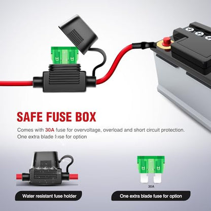 Nilight Electric Fuel Pump Relay Kit Wiring Harness 10 Gauge Cables - color: Fuel Pump Relay Kit