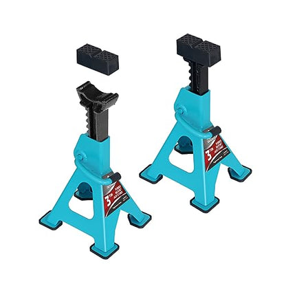 Jack Boss Jack Stands 3 Ton (6600 LBs) with Insulated Anti-Slip Rubber Pads and Dual Secure Pins Adjustable Ratchet Car Lifting Jack Stand, Fits Electric Vehicles, Automotive Motorcycles, 2 Pack