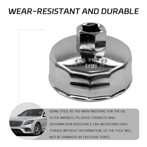 64mm-65mm 14 Flute Oil Filter Wrench with 1/2" Drive Port, Oil Filter Removal Tool Compatible with Honda, Acura, Nissan, Fits 15400-PLM-A02 & Wix 57356, Professional Automotive Oil Change Tool