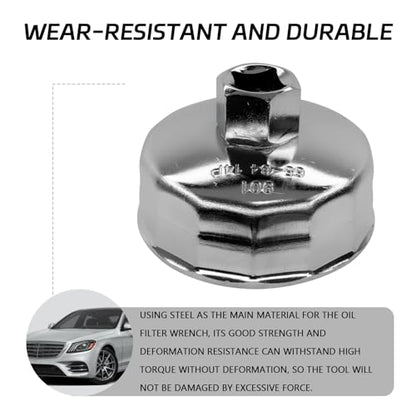64mm-65mm 14 Flute Oil Filter Wrench with 1/2" Drive Port, Oil Filter Removal Tool Compatible with Honda, Acura, Nissan, Fits 15400-PLM-A02 & Wix 57356, Professional Automotive Oil Change Tool