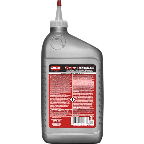 AMALIE Elixir Synthetic Tri-Vis Plus Limited Slip GL-5 75W-85W-140 (160-71376-56) 1 Quart, Single Bottle | Made in USA