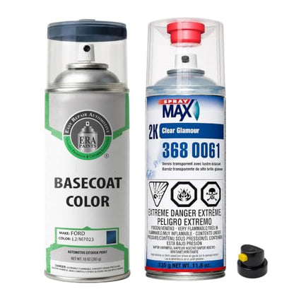 ERA Paints - L2/M7023 - True Blue Metallic for FORD Exact OEM Color Match Automotive Touch Up Paint for Cars - Spray Paint with Premium Spray Nozzle - Essential Kit w/ 2K 3680061 Clearcoat - Made in USA - style: Spray - Essential Kit w/ 2K 3680061 Clearco