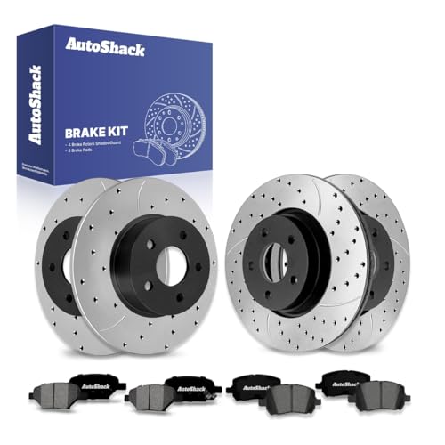 AutoShack Front & Rear E-Coated Rotors & Premium Pads for Chevy Malibu 2012 - style: ShadowGuard & Premium Pad