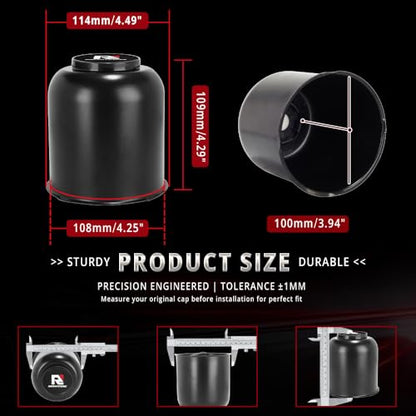 RTrhinotuning 4.25" Floating Wheel Center Caps Stainless Steel Self-Leveling Emblem Trailer Hub Caps Push Through Truck Rim Center Caps Black 4.29" Height 4 PCS - color: Black, size: 4.25" Center Hole, 4.29" Height