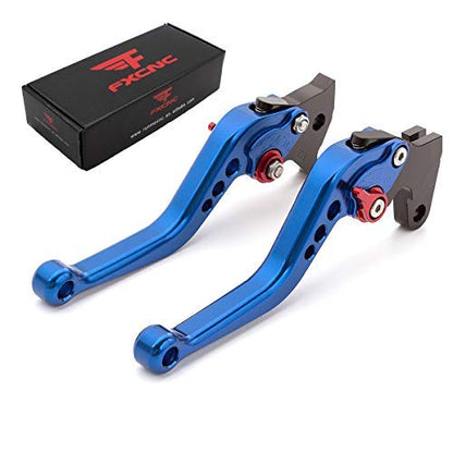FXCNC Adjustable Brake Clutch levers fit for Raptor YFM350 02-04,Banshee 350 02-06, Blaster YFS200 04-06,Raptor YFM660 01-06,YZ125/250 94-95,TTR125L/LE/LW 00-16 - color: Blue Lever with Red Adjuster