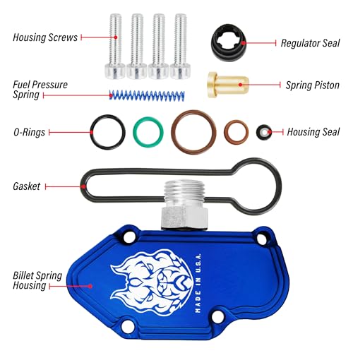Sinister Diesel Blue Spring Kit with Billet Spring Housing - Fuel Regulator Kit - 2003-2007 Ford Blue Spring Kit 6.0 Powerstroke – Fast Install – Replace OE # 3C3Z-9T517-AG 3C3Z9T517AG