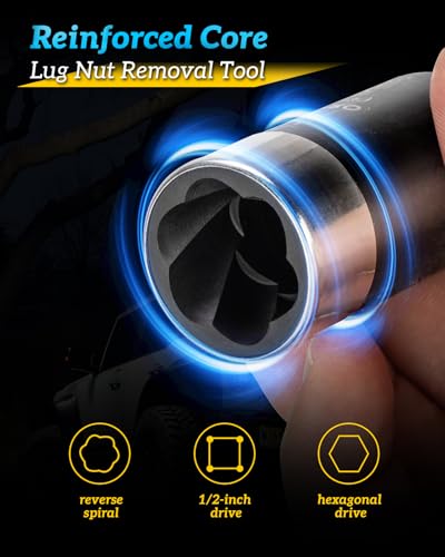 Locking Lug Nut Removal Tool 6 Pieces Deep Lug Nut Extractor Set