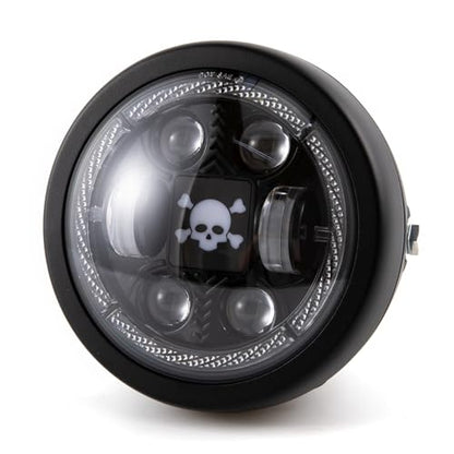 Motorcycle Headlight Assembly Round LED 6.5 inch Front Headlamp High/Low Beam Head light for Bobber Cafe Racer Motorbike (Style B) - style: Style B