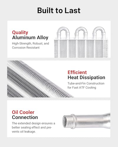 EVIL ENERGY 5/16" Transmission Oil Cooler, 6 Pass Tube and Fin Cooler Kit Universal Aluminium Silver - color: Silver, size: 6 Pass