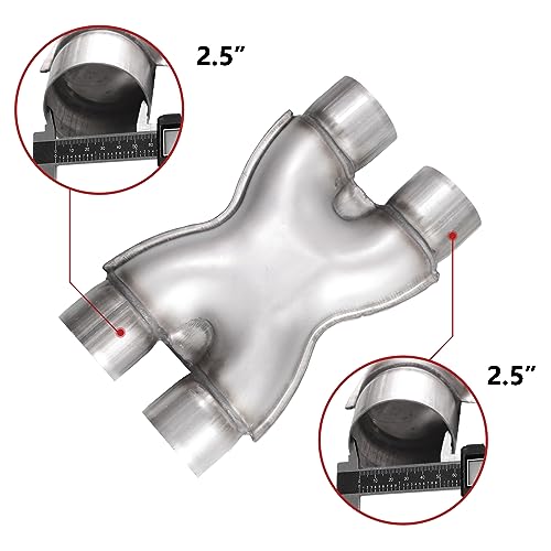 Exhaust X Pipe 2.25" Inlet, 2.25" Outlet 12" Long Stainless Steel X Pipe for Smoother Exhaust,Dual 2 1/4 Inch Crossover X Pipes Exhaust Tip - size: 2.25''X Pipe, style: X PIPE