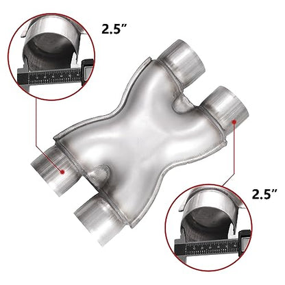 Exhaust X Pipe 2.25" Inlet, 2.25" Outlet 12" Long Stainless Steel X Pipe for Smoother Exhaust,Dual 2 1/4 Inch Crossover X Pipes Exhaust Tip - size: 2.25''X Pipe, style: X PIPE